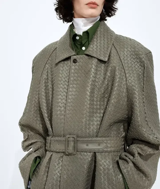 Abrigo de piel Intrecciato