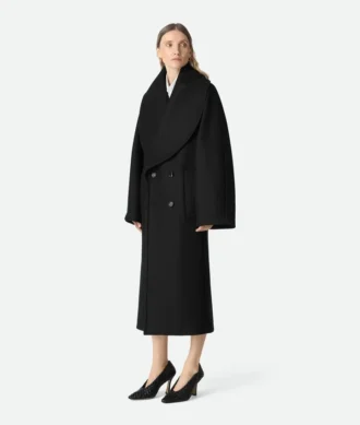 Abrigo largo de lana Stretch