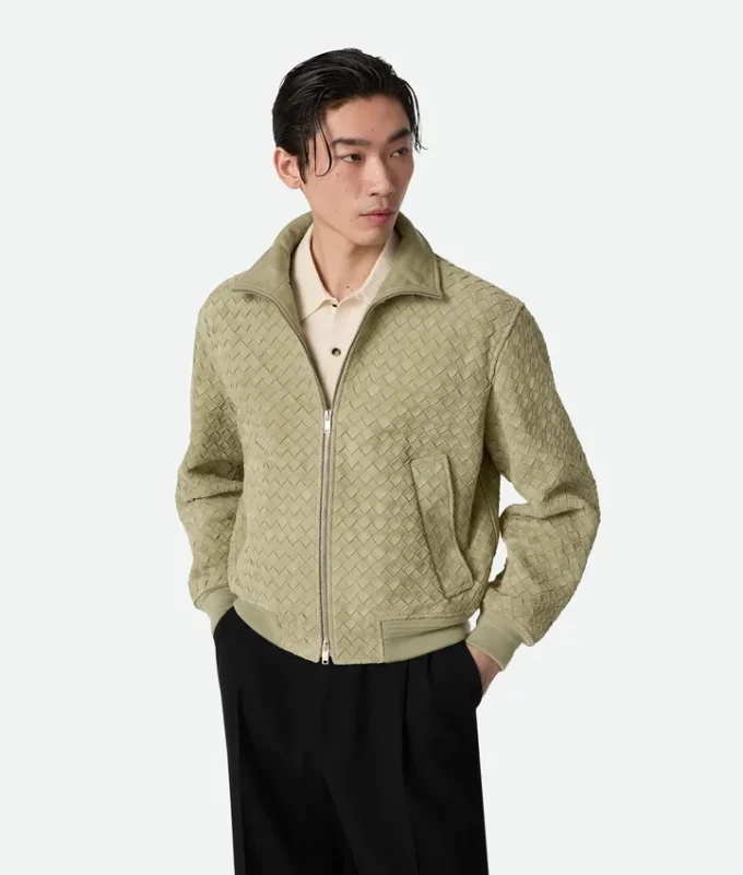 Blouson de ante con diseño Intrecciato