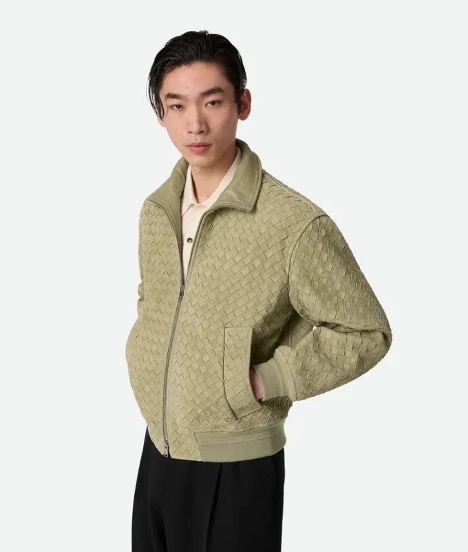 Blouson de ante con diseño Intrecciato