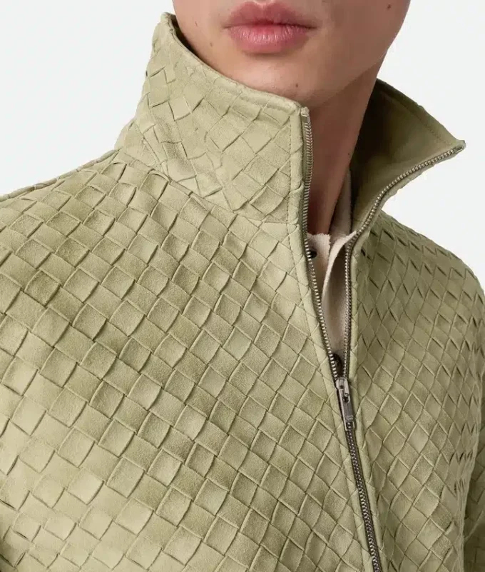 Blouson de ante con diseño Intrecciato
