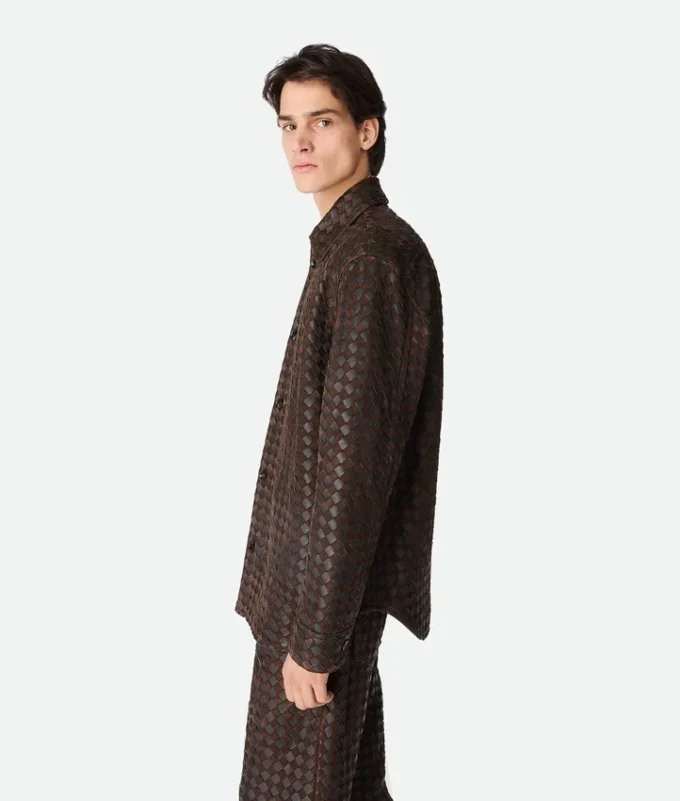 Camisa de piel y ante Intrecciato