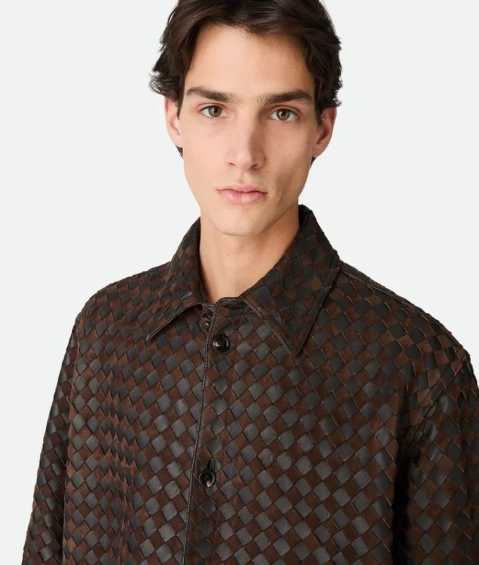 Camisa de piel y ante Intrecciato