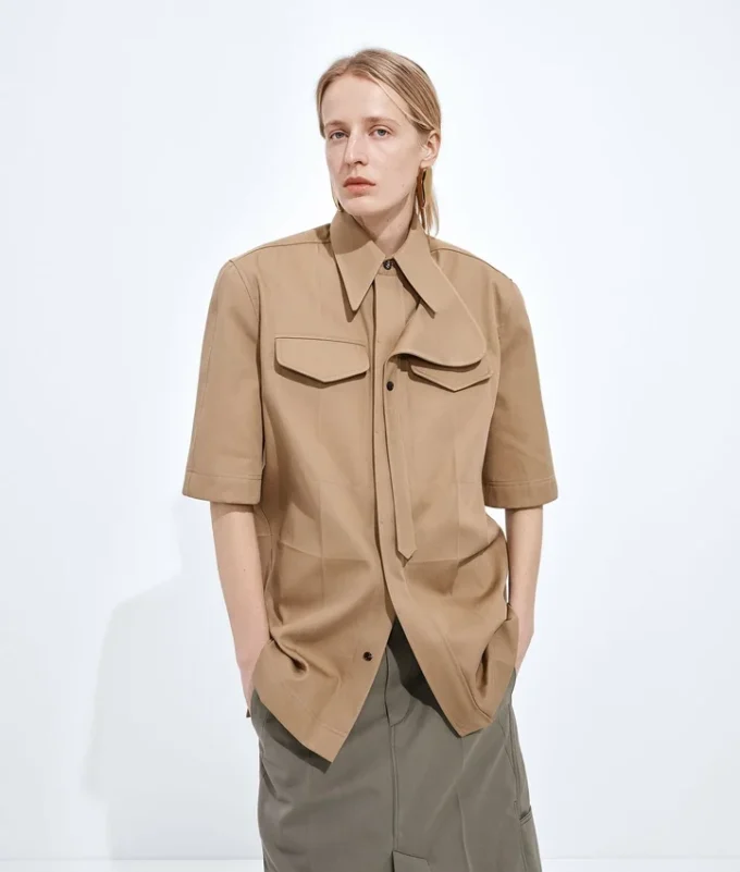 Camisa de sarga de algodón