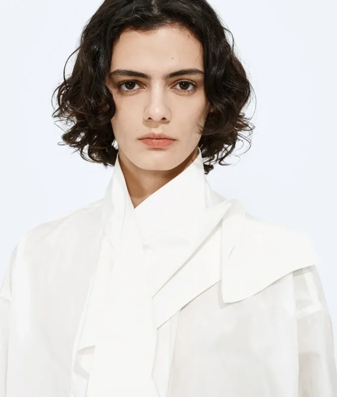 Camisa de tafetán de seda lavado