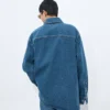 Camisa oversize de denim índigo medio
