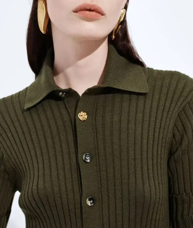 Camisas de cachemira y seda con canalé