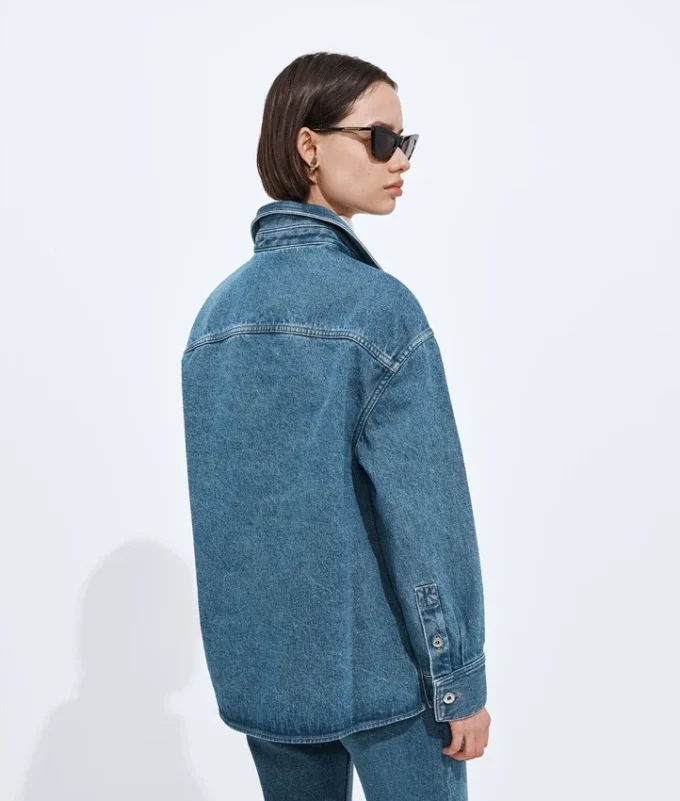 Camisas de denim índigo medianas