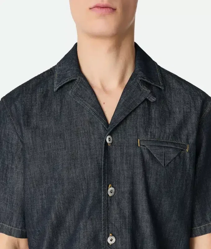 Camisas de denim rectas lavadas en índigo