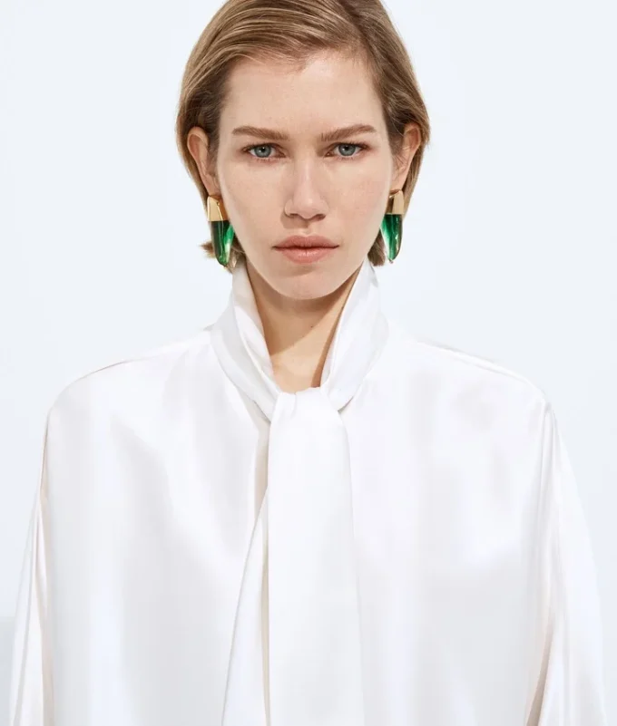 Camisas de satén de seda fluido