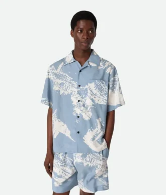 Camisas de seda con estampado de postal italiana