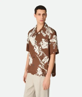 Camisas de seda con estampado de postal italiana