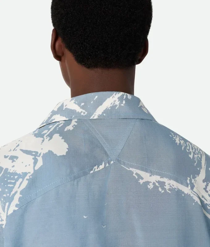 Camisas de seda con estampado de postal italiana