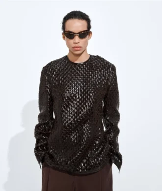 Camiseta de piel Intreccio con escamas