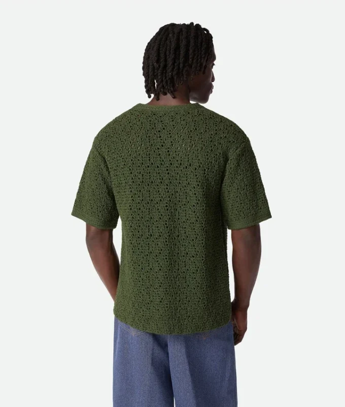 Camiseta de punto de ganchillo de algodón