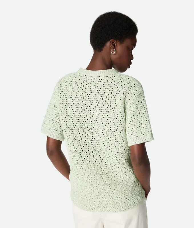 Camiseta de punto de ganchillo de algodón