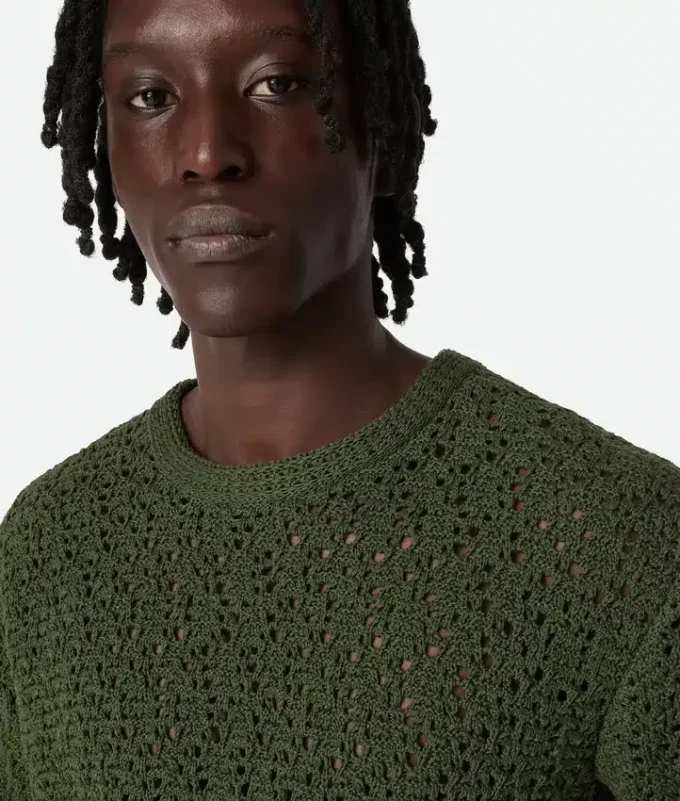 Camiseta de punto de ganchillo de algodón