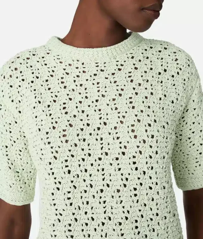 Camiseta de punto de ganchillo de algodón