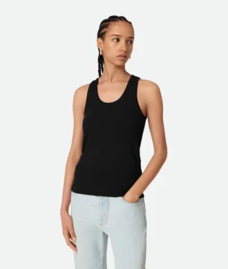 Camiseta sin mangas de algodón Stretch acanalado