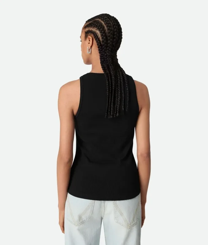 Camiseta sin mangas de algodón Stretch acanalado