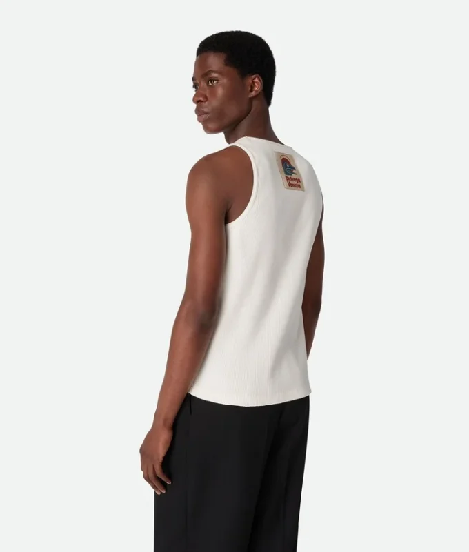 Camiseta sin mangas de jersey de algodón acanalado