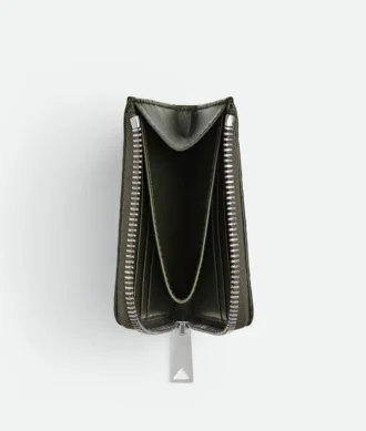 Cartera compacta con cremallera Intrecciato Stamp