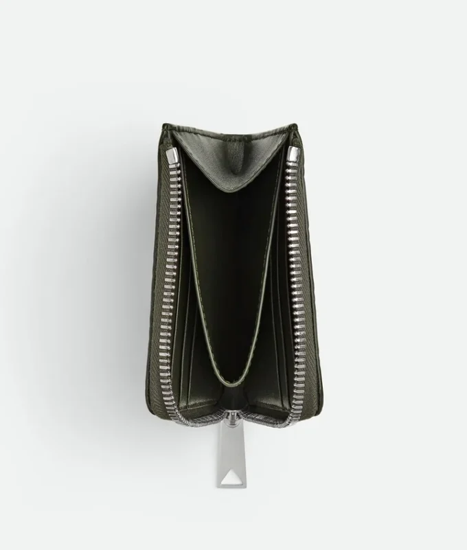 Cartera compacta con cremallera Intrecciato Stamp