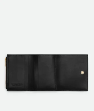 Cartera pequeña plegable en tres con diseño Intrecciato