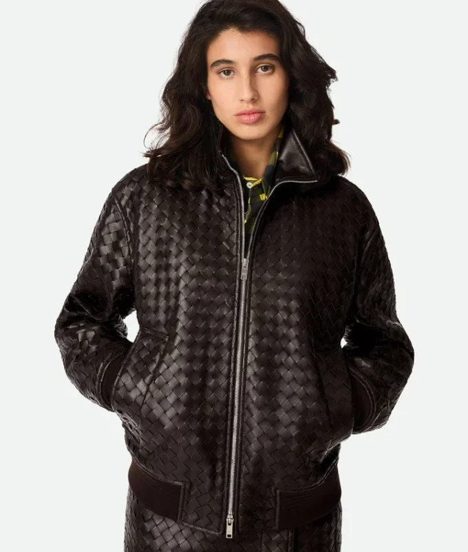 Cazadora de piel Intrecciato