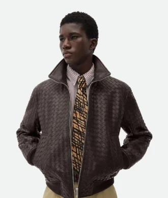 Cazadora de piel Intrecciato