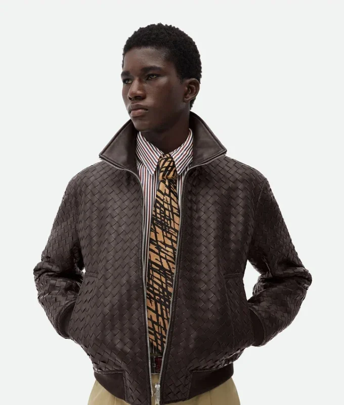 Cazadora de piel Intrecciato