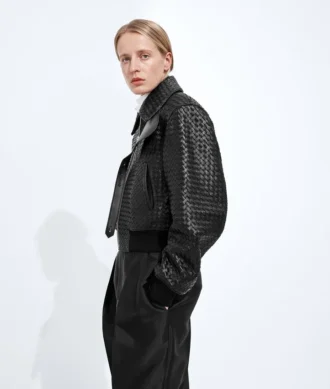 Cazadora de piel Intrecciato