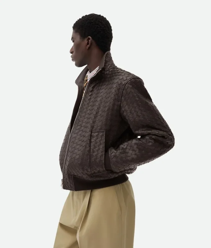 Cazadora de piel Intrecciato