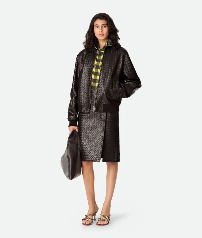 Cazadora de piel Intrecciato