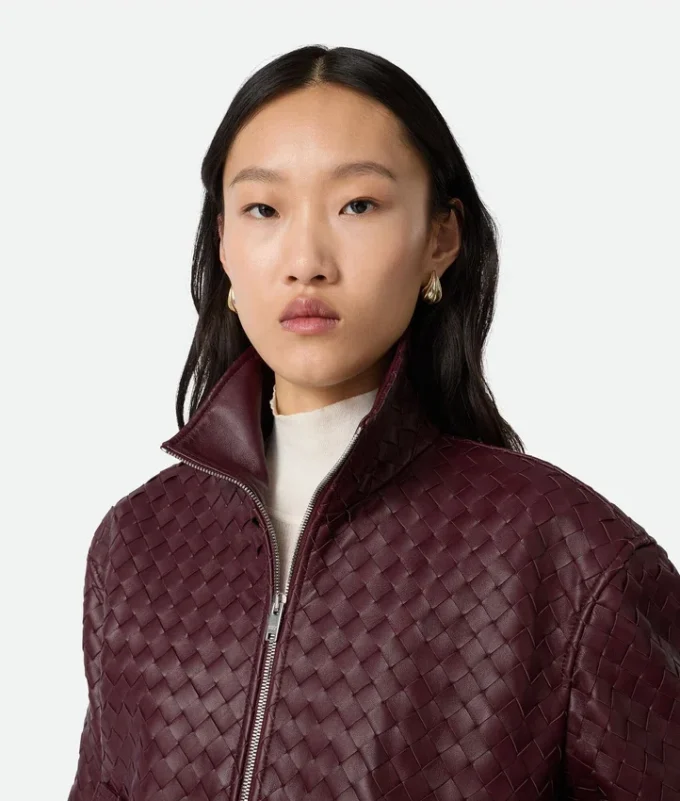 Cazadora de piel Intrecciato