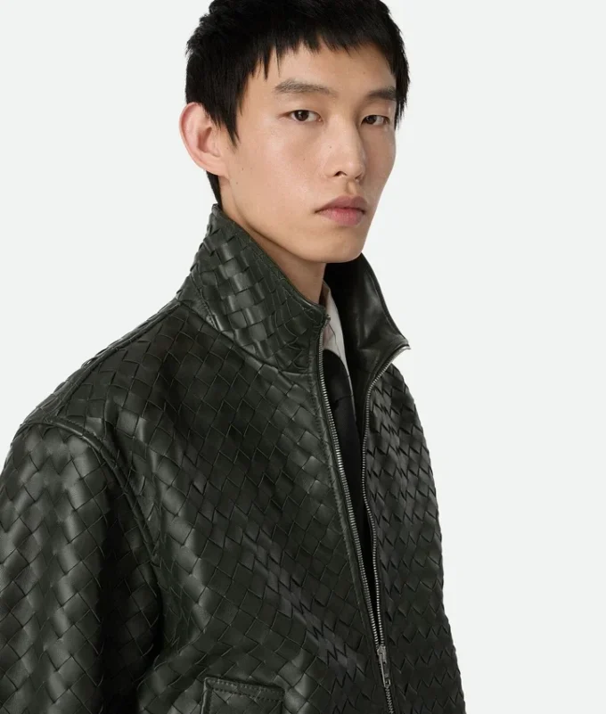 Cazadora de piel Intrecciato