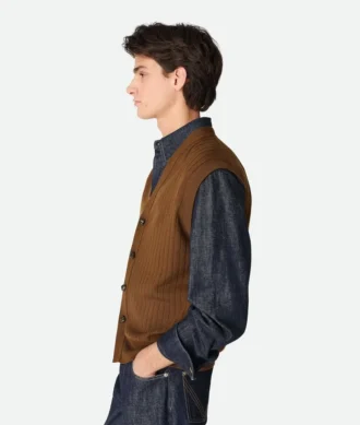 Chaleco de punto de canalé de lana