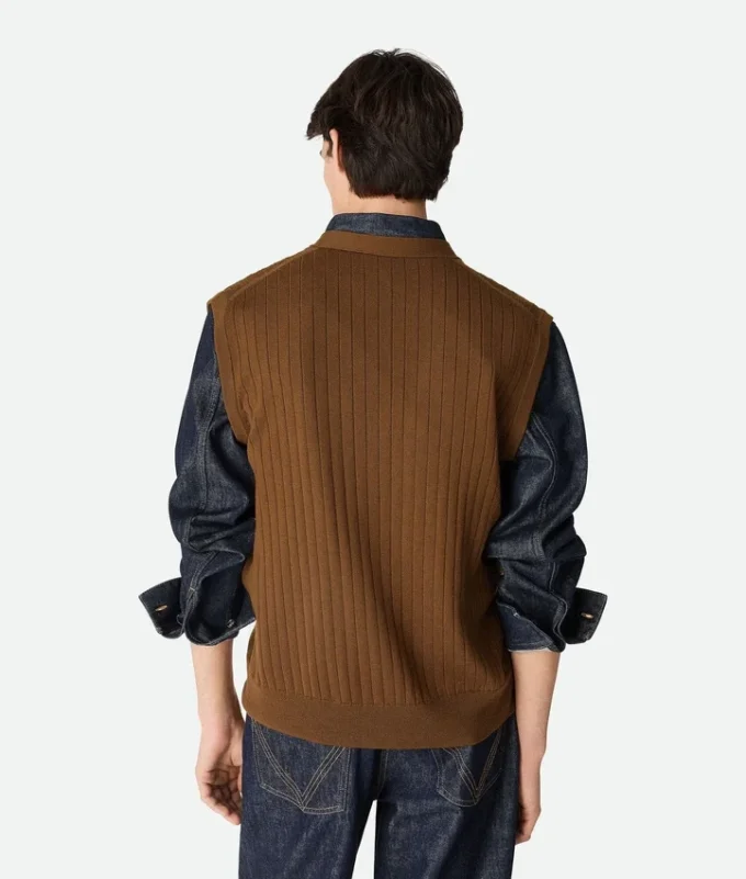 Chaleco de punto de canalé de lana