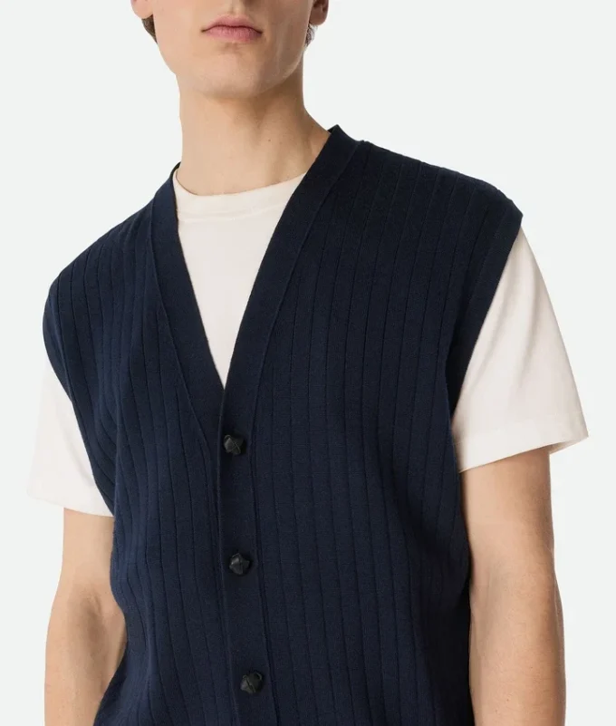 Chaleco de punto de canalé de lana