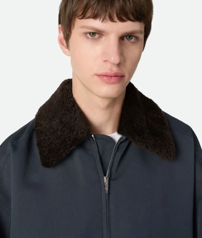 Chaqueta bomber de sarga de seda y algodón