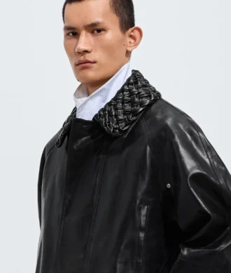 Chaqueta de piel craquelada