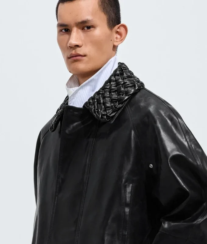 Chaqueta de piel craquelada