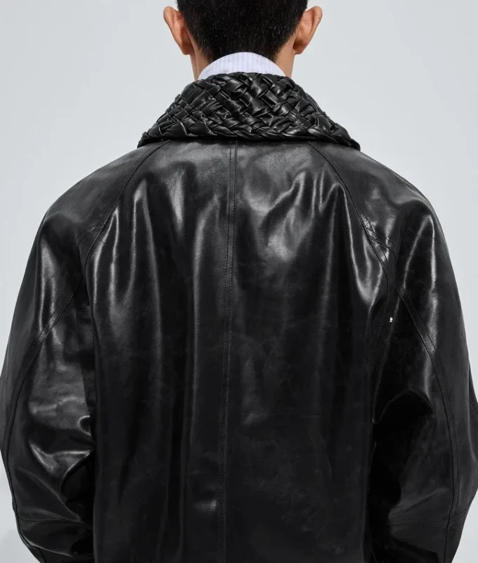 Chaqueta de piel craquelada