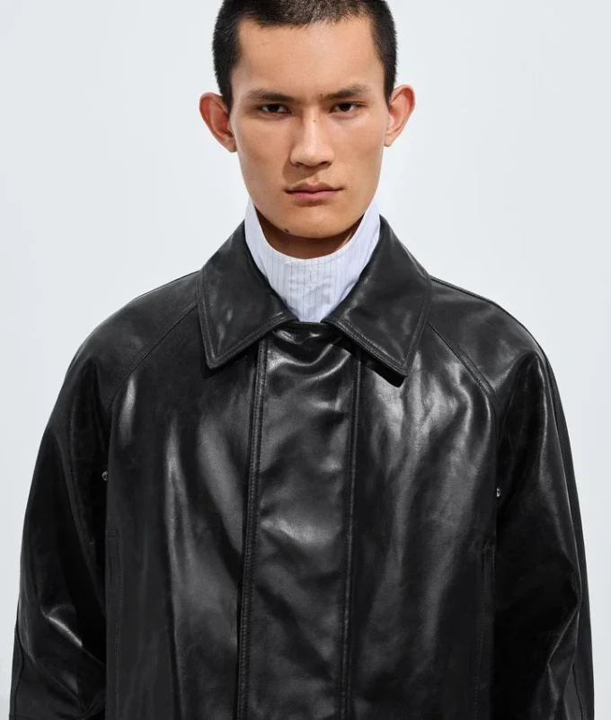 Chaqueta de piel craquelada