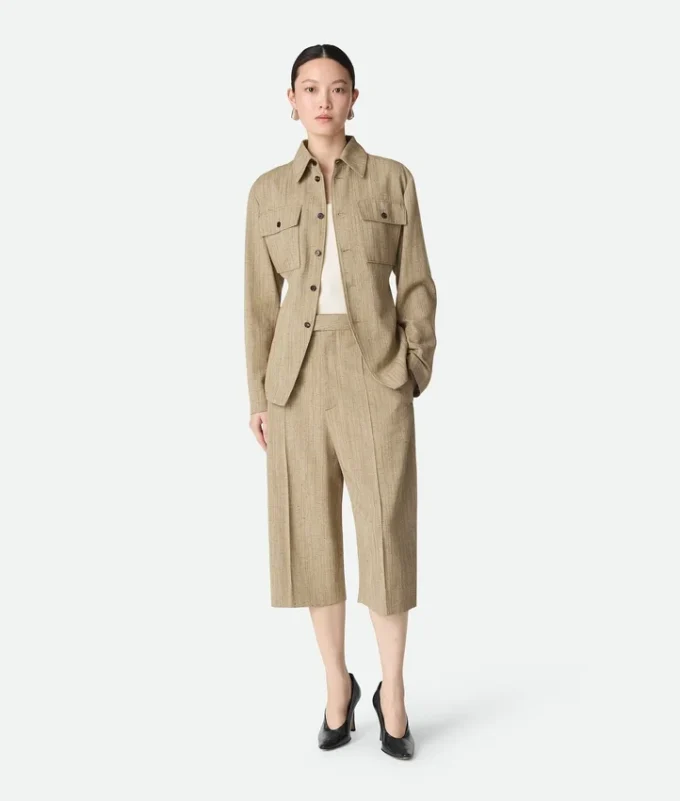 Chaqueta tipo camisa de viscosa y seda