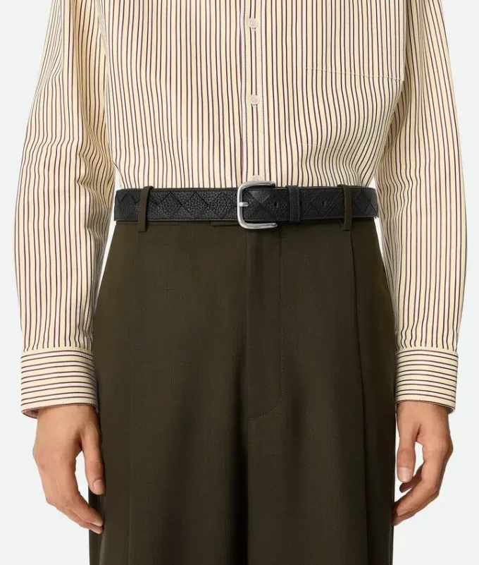 Cinturón de piel de becerro Intrecciato