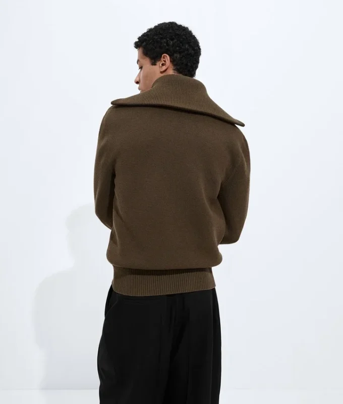 Cárdigan con cremallera de lana y algodón