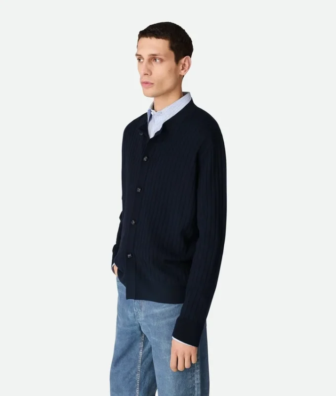 Cárdigan de punto elástico de lana