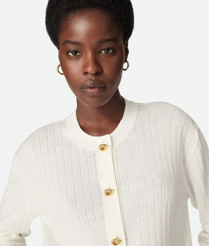 Cárdigan de punto elástico de lana