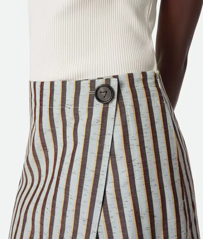 Falda a rayas de algodón y lino
